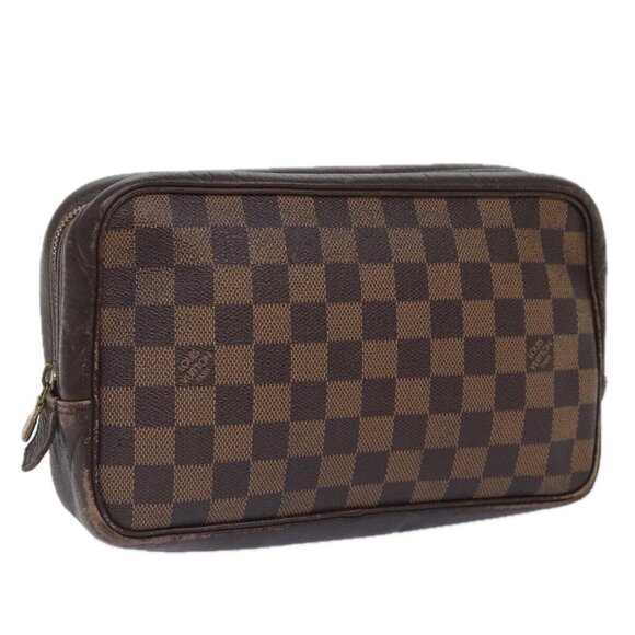 LOUIS VUITTON Damier Ebene Trousse Toilette25 Clutch Bag N47624 LV Auth 90282 - Picture 1 of 16